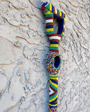 Bamileke Hand Beaded African Carved Walking Stick / Cane - Afrilege