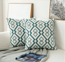 Embroidery Geometric Boho Decorative pillow covers - Green - Afrilege