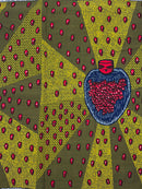 African Wax Print Fabric by The Yard - Lime Green / Red - Afrilege