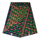 African Wax Print Fabric by The Yard - Green / Red - Afrilege