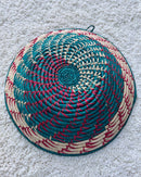 Uganda hand woven Baskets 12" - Green / Red / Beige - Afrilege