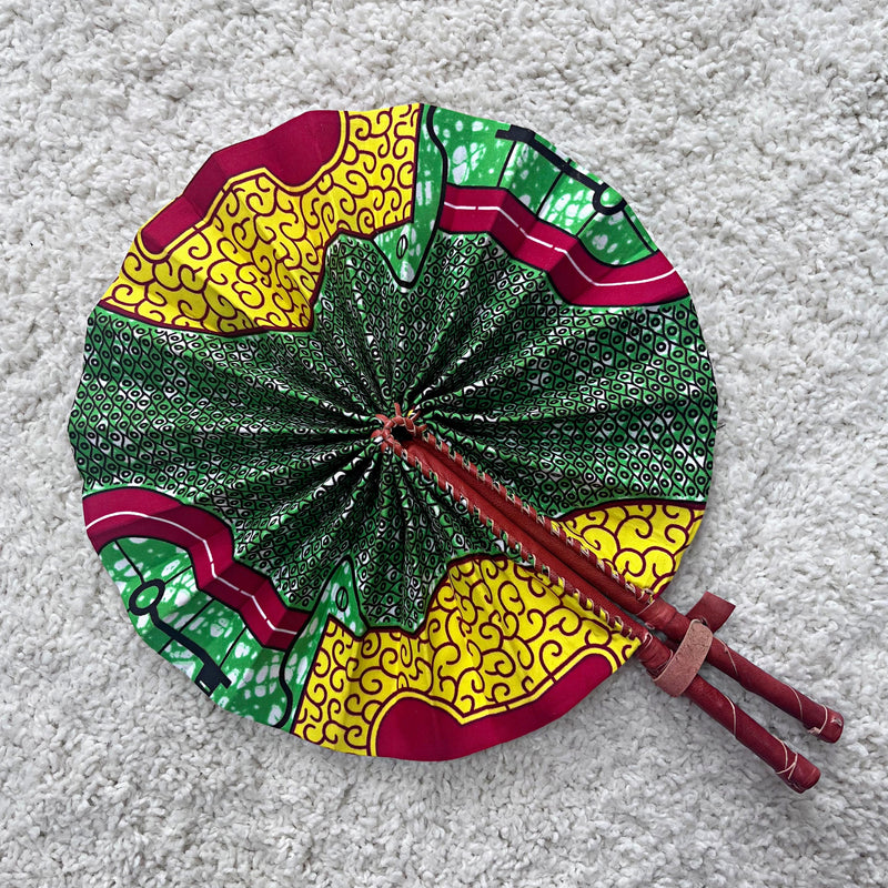 African Print Circle Foldable Handheld Fan - Afrilege