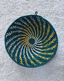 Uganda hand woven Baskets 12" - Green / Yellow - Afrilege