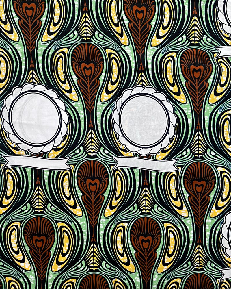 African Wax Print Fabric (Ankara) - Green / Brown