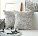 Embroidery Geometric Boho Decorative pillow covers - Gray - Afrilege
