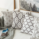 Embroidery Geometric Boho Decorative pillow covers - Gray - Afrilege
