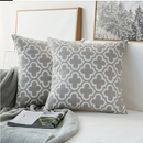Embroidery Geometric Boho Decorative pillow covers - Gray - Afrilege