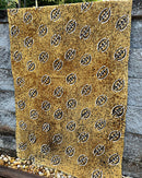 African Mudcloth Handmade Fabric with Gye Nyame adinkra Symbols - Mustard / White