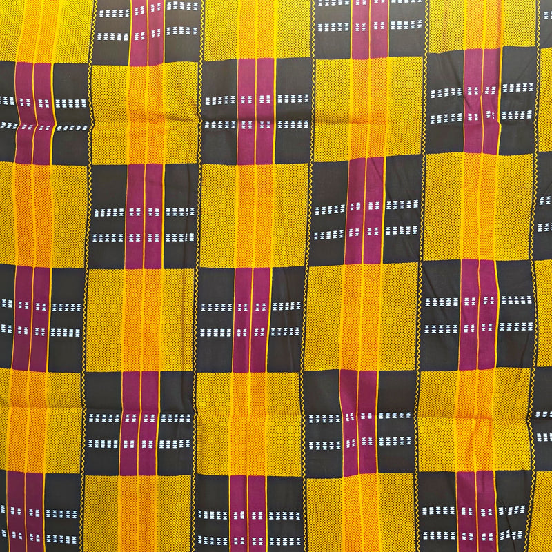 African Wax Print Fabric Ankara - Orange / Black - Afrilege