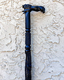 Lion & Crocodile Ebony Wood Carved Walking Stick / Cane - Afrilege
