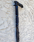 Lion & Crocodile Ebony Wood Carved Walking Stick / Cane - Afrilege