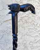 Lion Handle Ebony Wood Carved Walking Stick / Cane - Afrilege