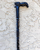 Lion Handle Ebony Wood Carved Walking Stick / Cane - Afrilege
