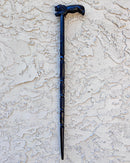 Lion Handle Ebony Wood Carved Walking Stick / Cane - Afrilege