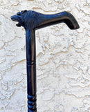 Lion head Ebony Wood Carved Walking Stick / Cane - Afrilege