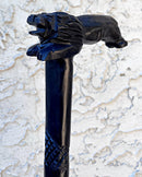 Lion Handle Ebony Wood Carved Walking Stick / Cane - Afrilege