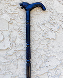Lion head Ebony Wood Carved Walking Stick / Cane - Afrilege