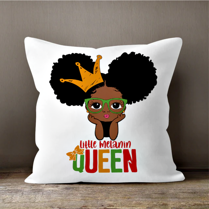 Black Girl Decorative Pillow Cover - White / Multicolor - Afrilege