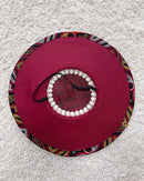 Toghu Fascinator Flat Derby Hat - Black / Burgundy