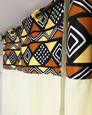Bambara Grommet Top African Print Curtains - Brown, Yellow & Black - Afrilege