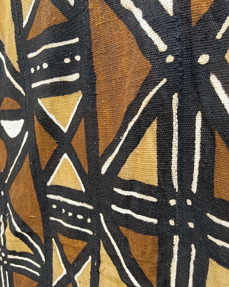 African Handmade Mud Cloth Bogolan Fabric - Black / Brown