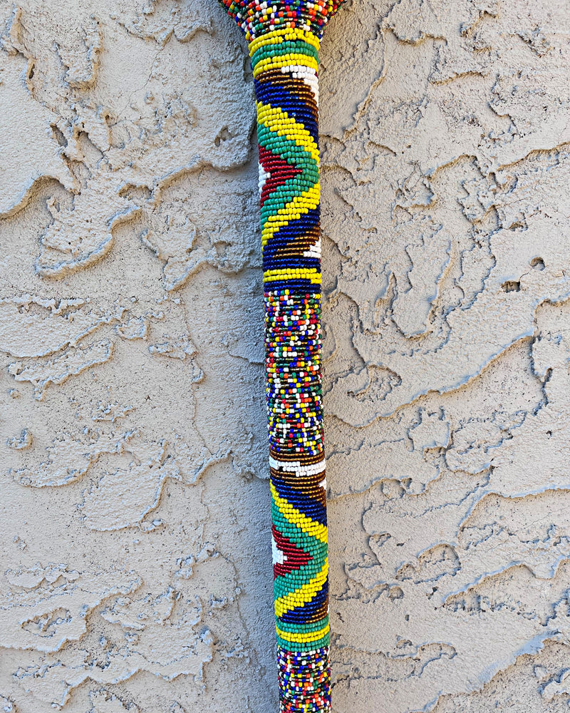 Bamileke Hand Beaded African Carved Walking Stick / Cane