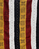 Multi-Colored Strips African Mudcloth Handmade Fabric- Yellow / White/ Rust/ Black - Afrilege