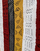 Multi-Colored Strips African Mudcloth Handmade Fabric- Yellow / White/ Rust/ Black - Afrilege