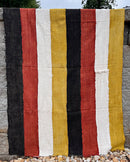 Multi-Colored Strips African Mudcloth Handmade Fabric- Yellow / White/ Rust/ Black - Afrilege
