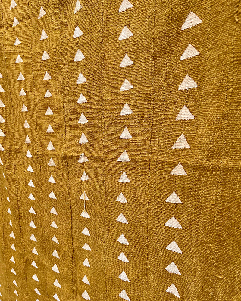 African Bogolan Mud Cloth Handmade Fabric - Mustard