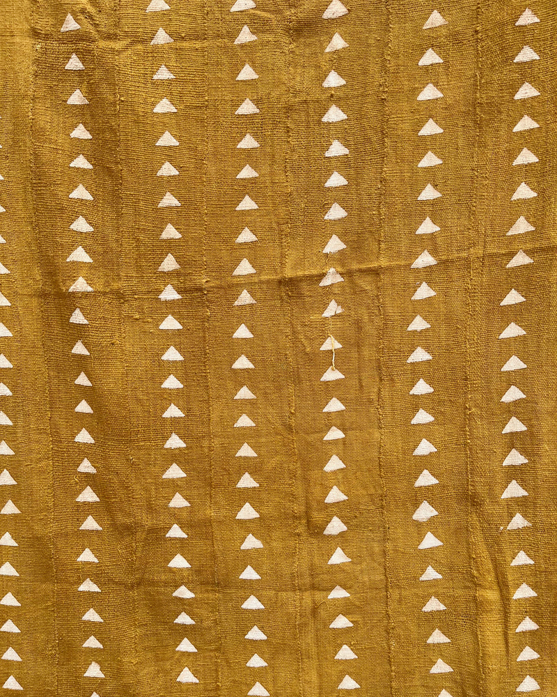 African Bogolan Mud Cloth Handmade Fabric - Mustard