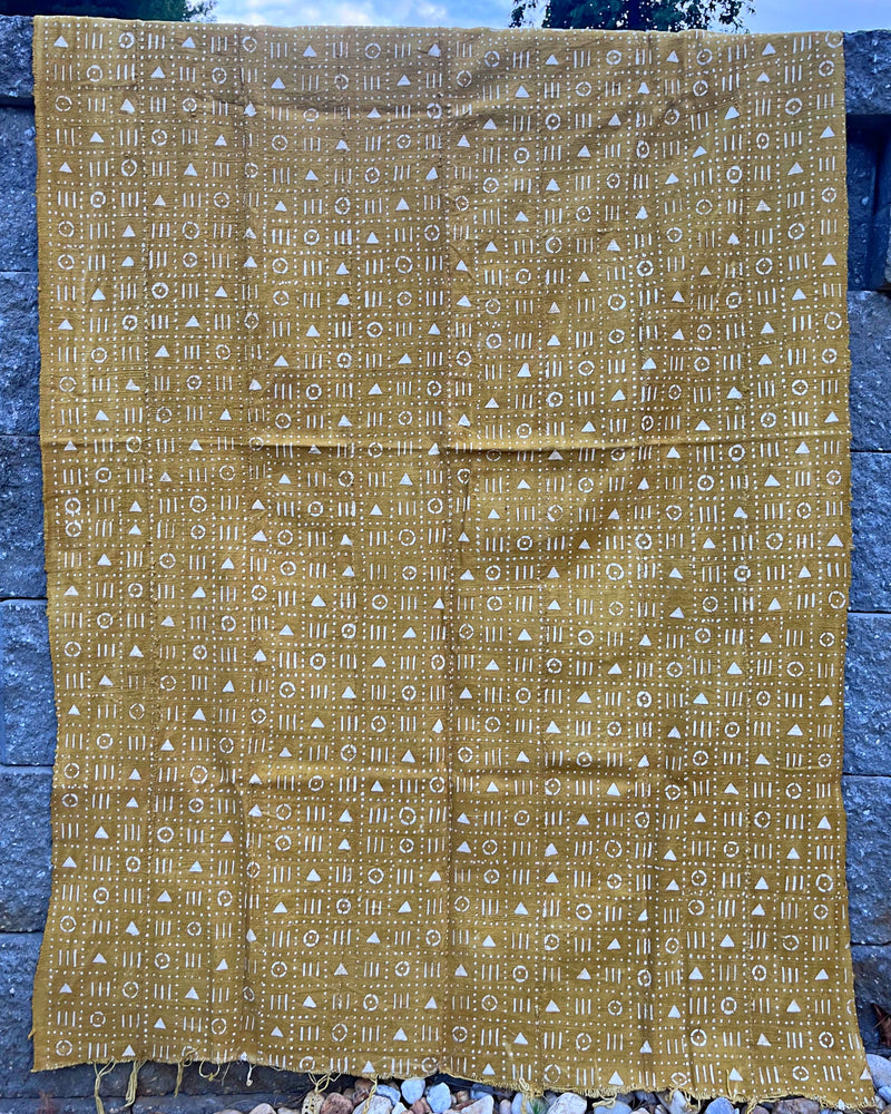 African Bogolan Mud Cloth Handmade fabric - Mustard