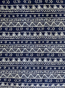 African Wax Print Fabric (Ankara) - Navy Blue / Beige - Afrilege