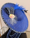 Navy Ndop African Print Wide-Brim Church Hat