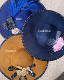Navy Ndop African Print Wide-Brim Church Hat