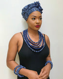 Navy Ndop African Print Rope Necklace - Afrilege