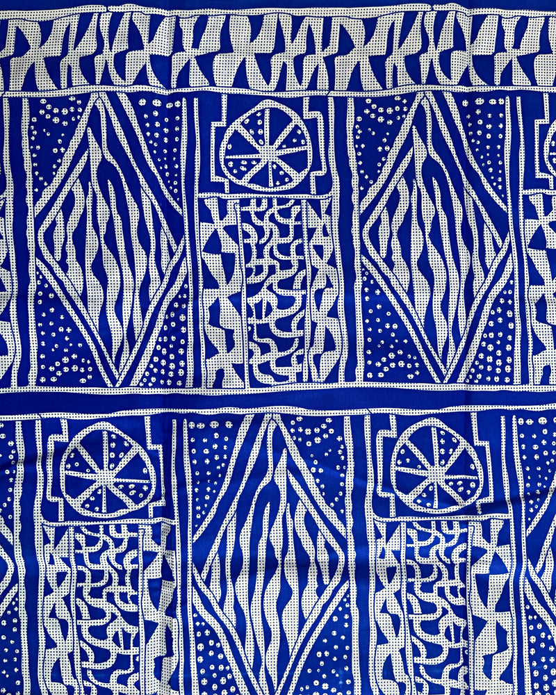 Bamileke Ndop pattern African Wax Print Fabric - Blue