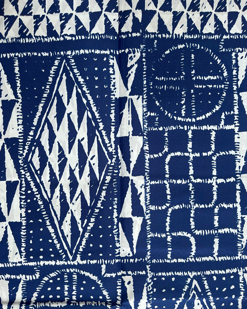 Bamileke Ndop pattern African Wax Print Fabric - Blue