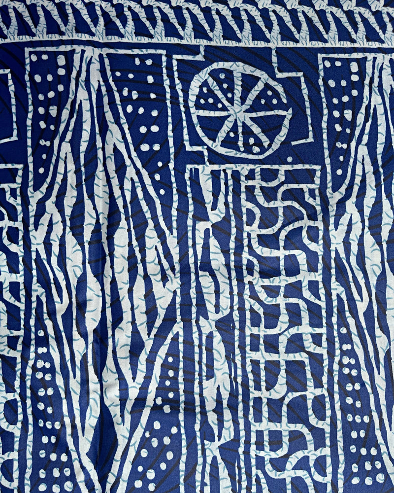 Bamileke Ndop Patterns African Wax Print Fabric (Ankara) - Blue / White