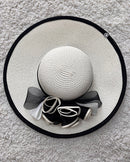 Straw Church Sun Hat - Beige / White