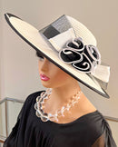 Straw Church Sun Hat - Beige / White