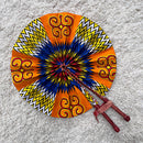 African Print Circle Foldable Handheld Fan - Orange - Afrilege