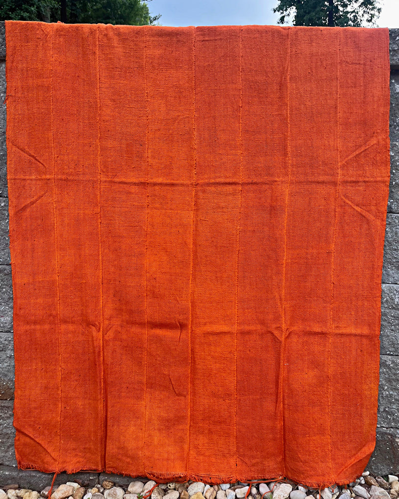 Authentic African Handmade Bogolan Mud Cloth - Orange