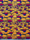 African Wax Print Fabric ( Ankara) - Orange / Red - Afrilege