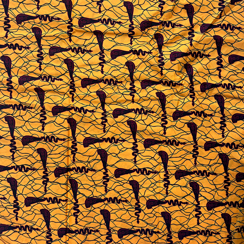 African Wax Print Fabric ( Ankara) - Orange / Red