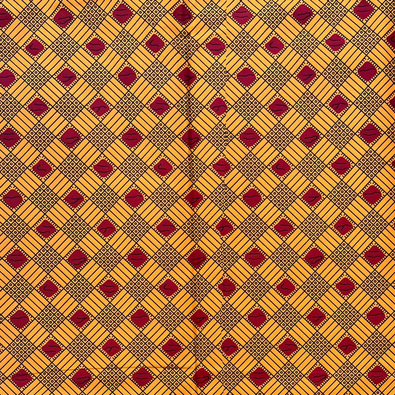 African Wax Print Fabric ( Ankara) - Orange / Red