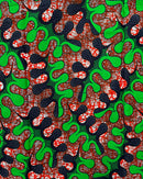 African Wax Print Fabric by The Yard - Green / Red - Afrilege