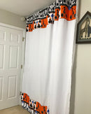 Bolanle Grommet Top African Print Curtains - Orange, White & Black - Afrilege