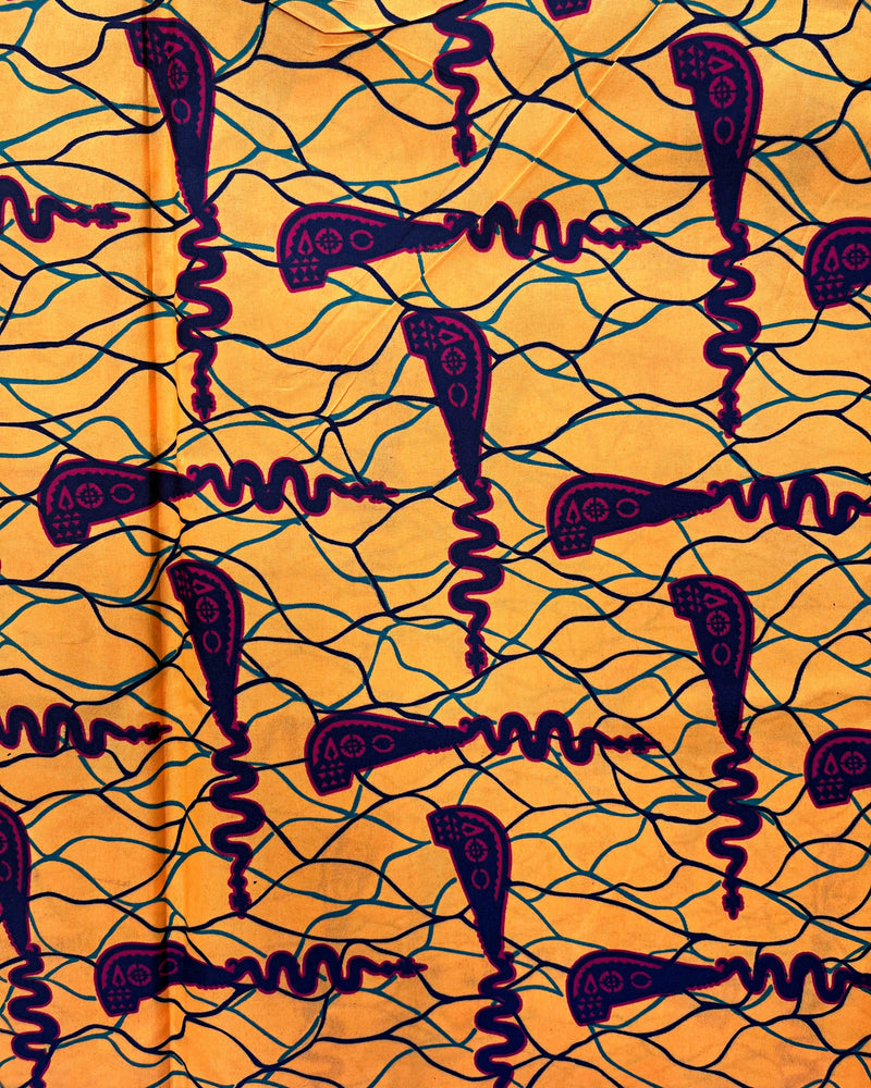 African Wax Print Fabric ( Ankara) - Orange / Red