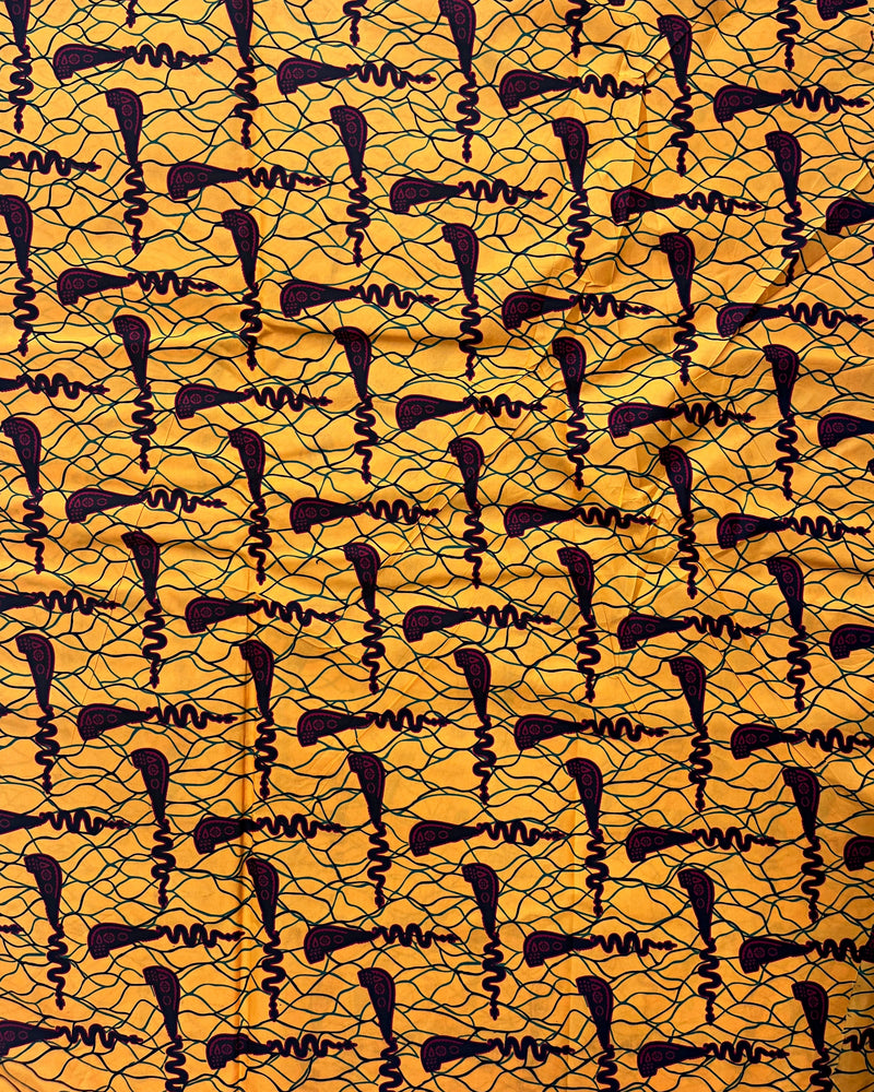 African Wax Print Fabric ( Ankara) - Orange / Red